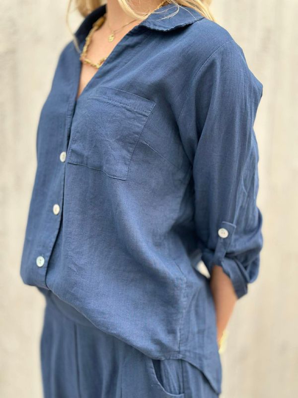 Sansa Lin Bluse Marine Blå