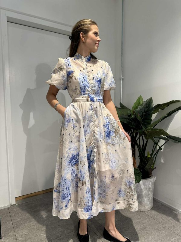 Valentina Kjole Lang Blå