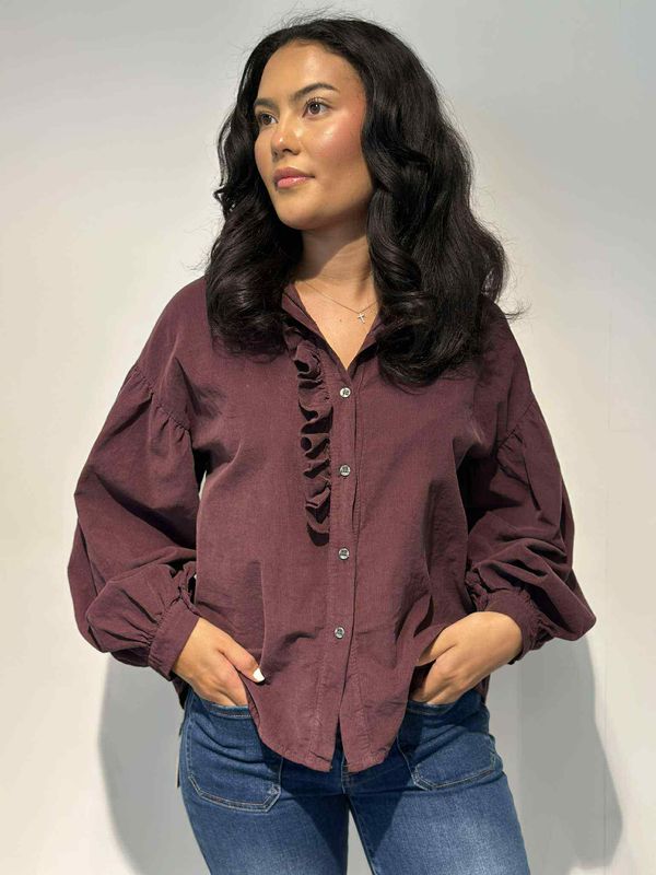 Ellinor Cord Bluse Vinrød