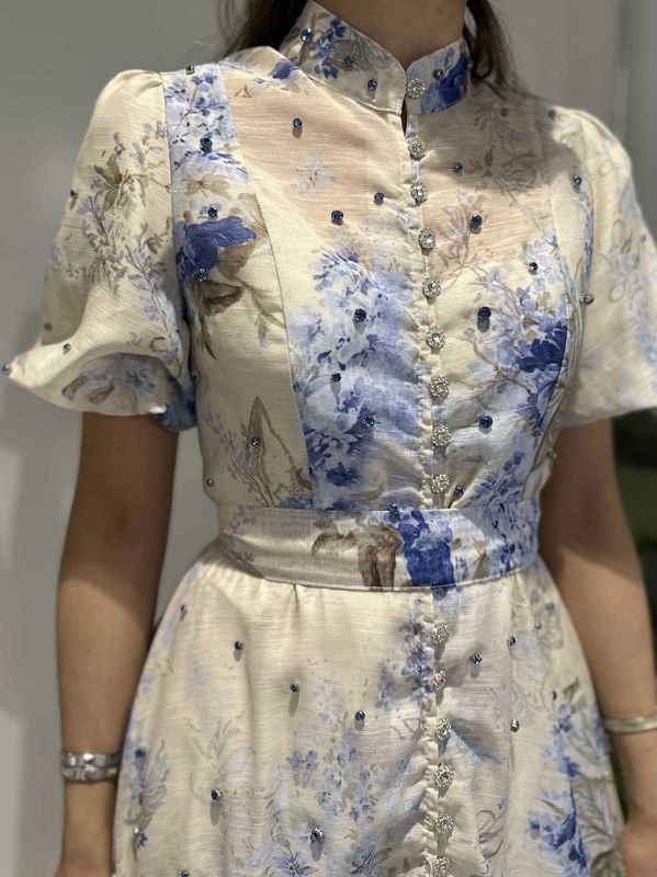 Valentina Kjole Lang Blå