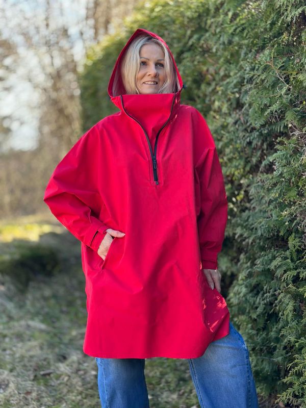 Regnponcho Rød