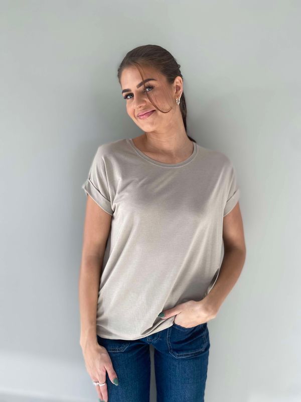 Pepper Basic T-Skjorte Rund Hals Sand