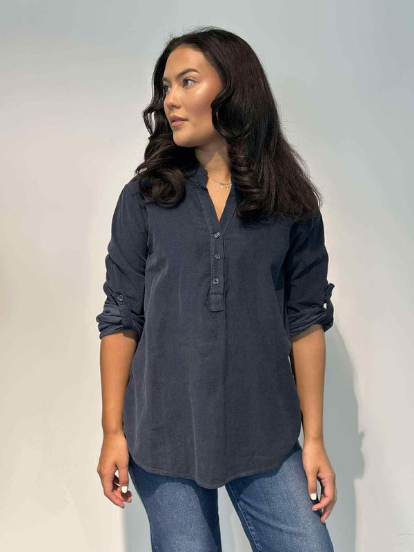 Cord Skjortebluse Marine Blå