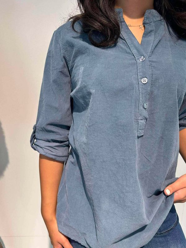 Cord Skjortebluse Jeans Blå