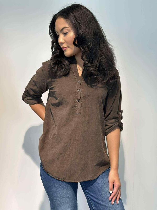 Cord Skjortebluse Brun