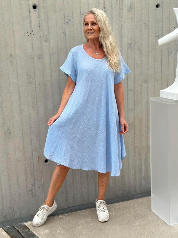 Linda Kjole Plain Lys Blå
