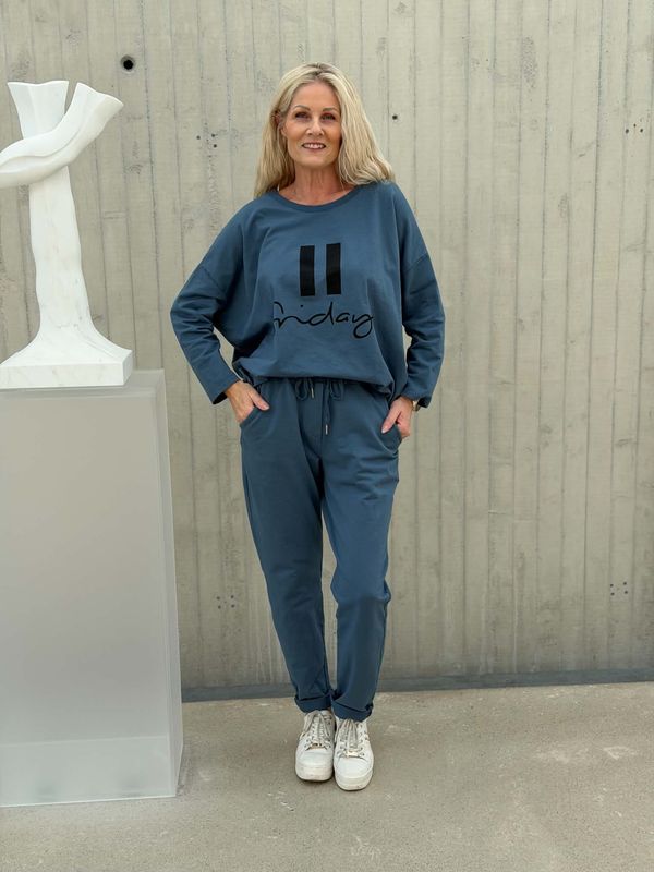 Friday Joggedress Jeans Blå