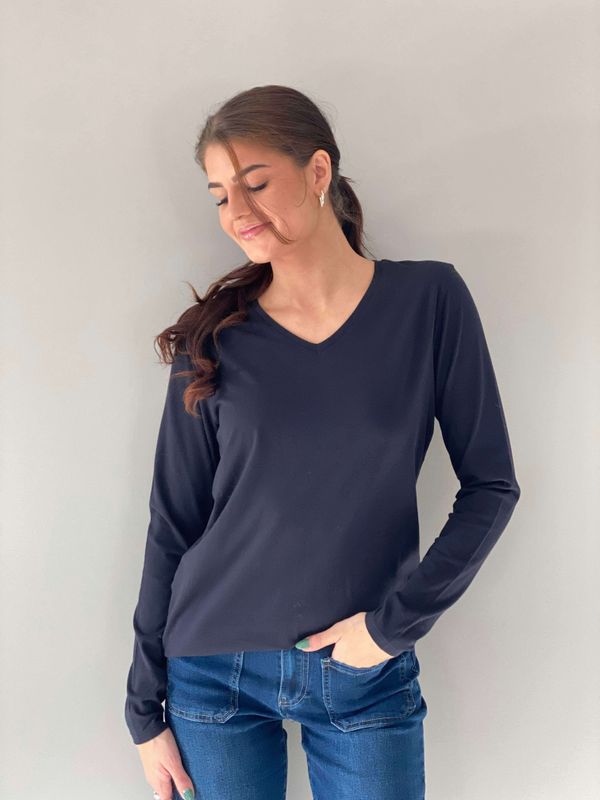 Pepper Basic Longsleeve V-Hals Sort