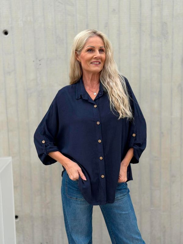 Vera Viskose Bluse Navy