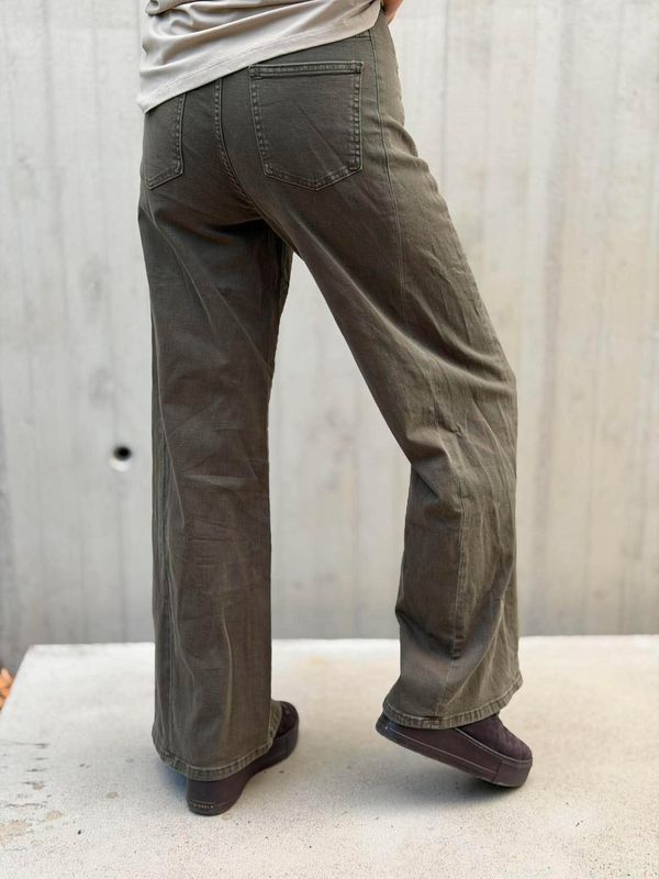 3D Jeans Wide Leg Grønn