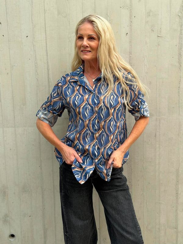 Carmen Skjortebluse Jeans Blå